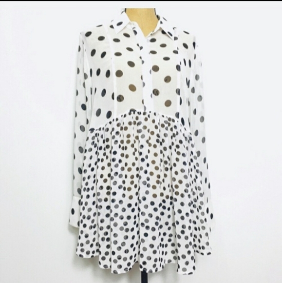 Lane Bryant Tops - Lane Bryant Sheer Polka Dot Top